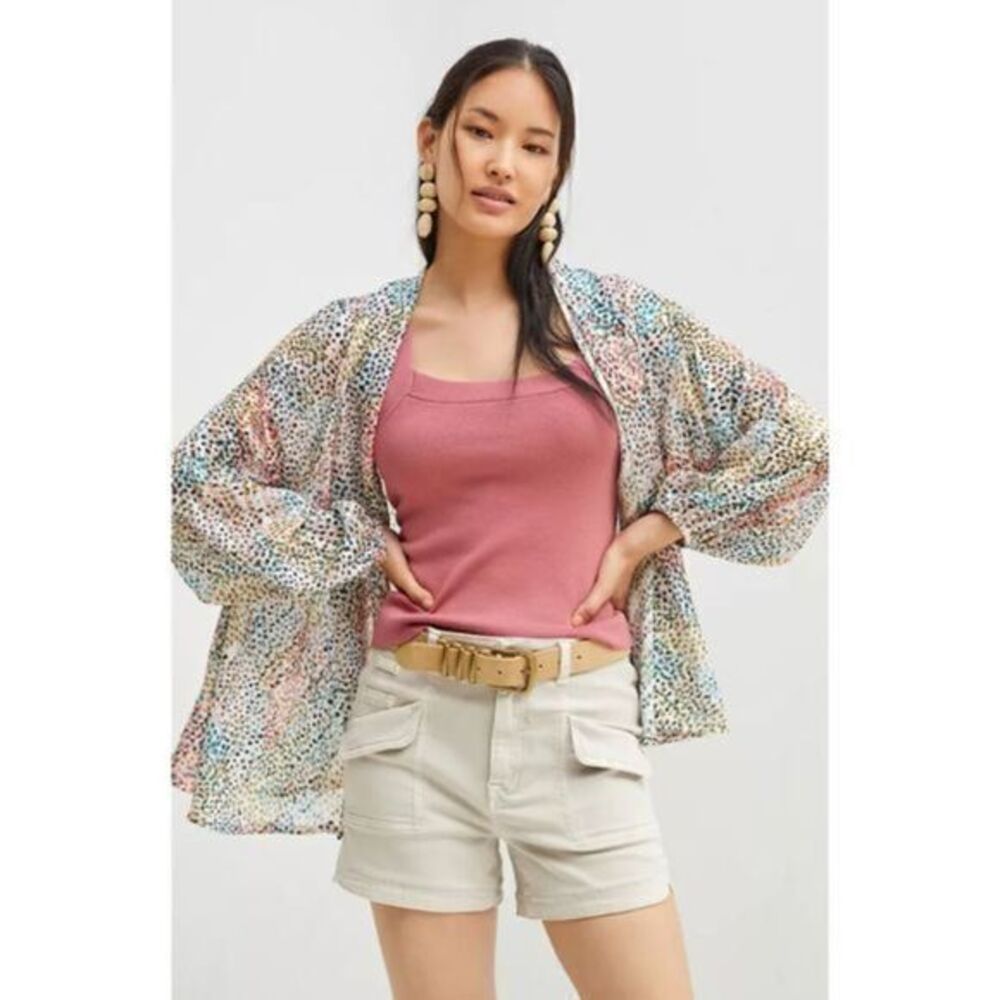 ANTHROPOLOGIE Ivory Spotted Kimono